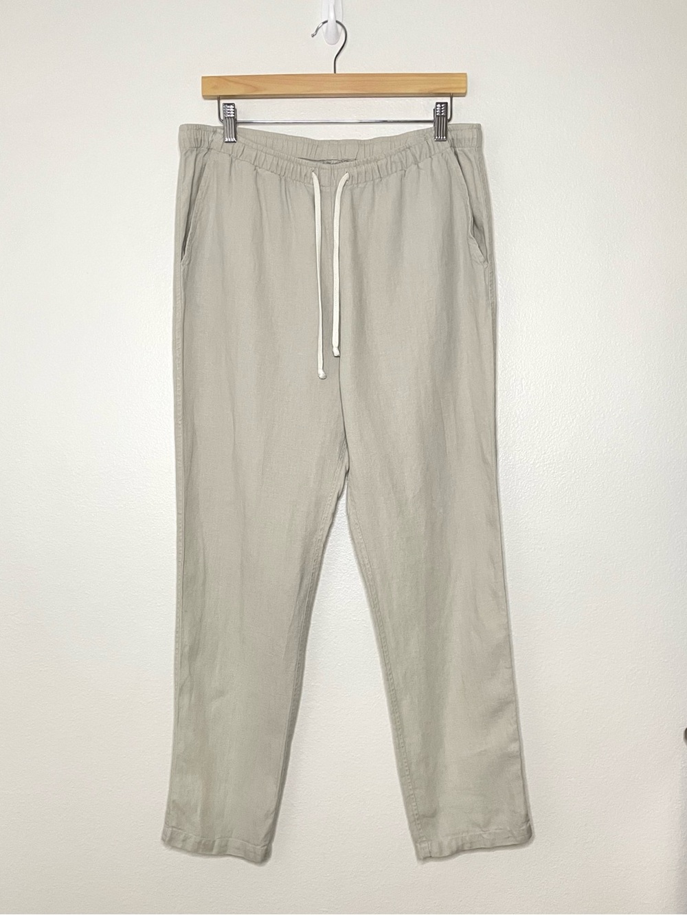 Alex Crane Bo Linen Pants Relaxed Drawstring Pull On Normandy Flax Bone Large - Picture 6 of 16